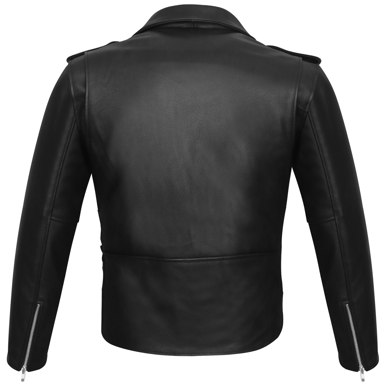 Vance-Black Classic Motorcycle Leather Biker Jacket-back-image