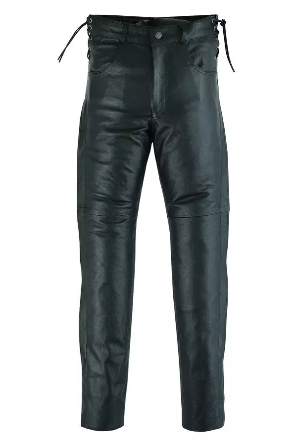 Mens-Black-Premium-Cowhide-Biker-Motorcycle-Leather-Overpants-front