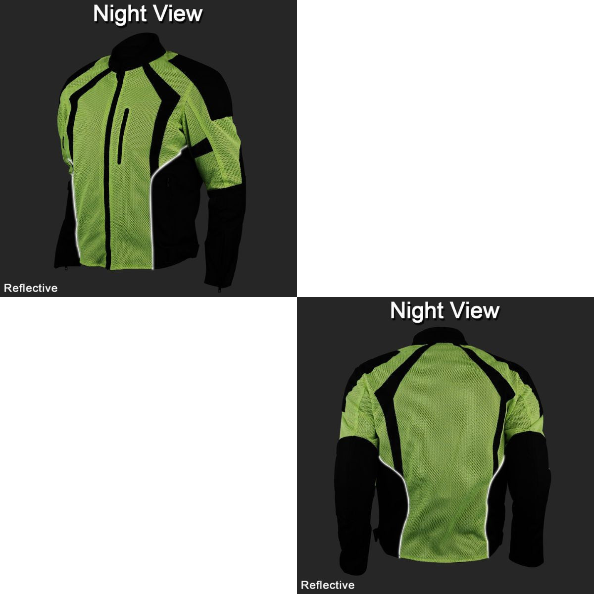 Advanced Vance VL1623HG Mens All Weather Season CE Armor Mesh Motorcycle Jacket - night View