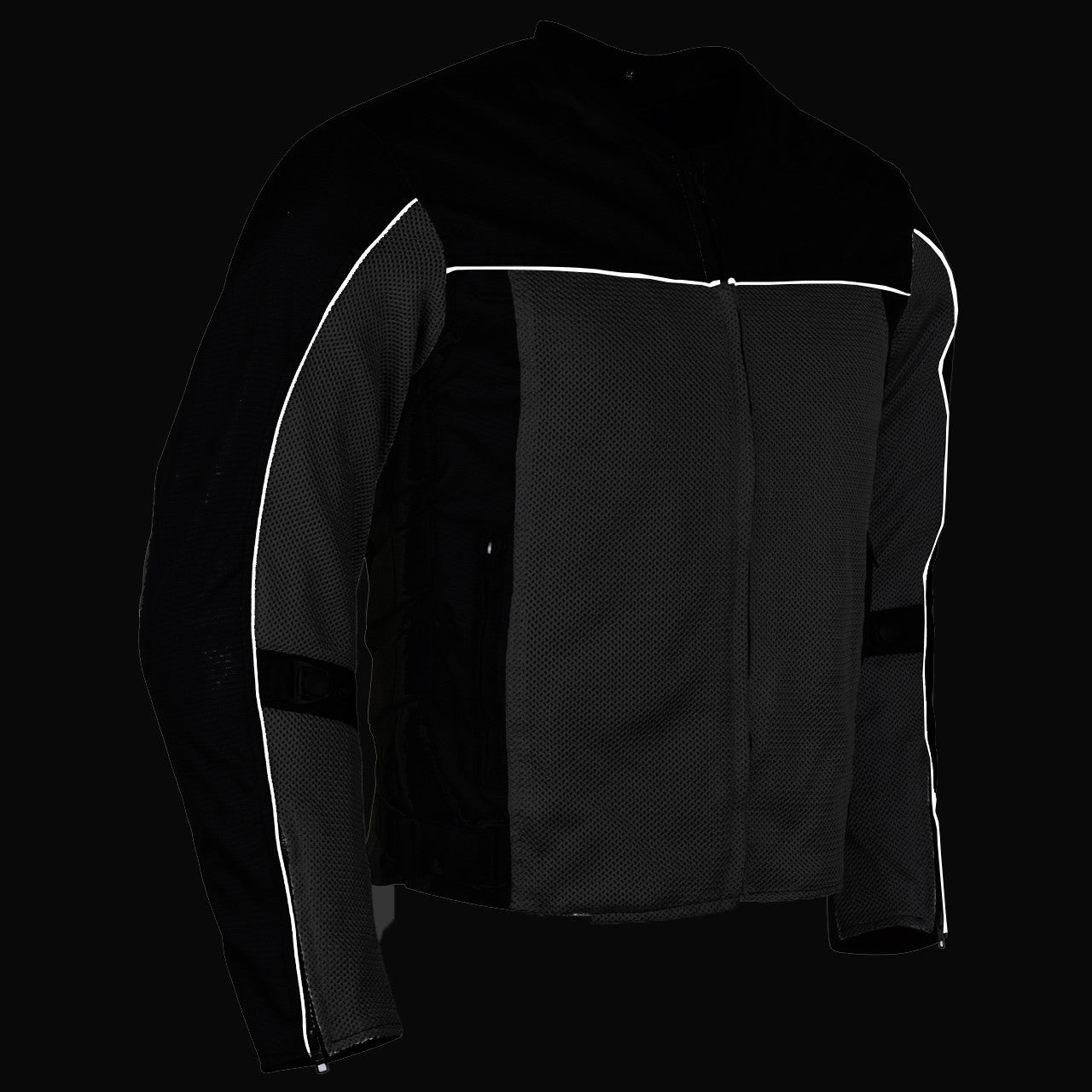 Advanced Vance VL1626 'Velocity' Waterproof 3-Season Mesh/Textile CE Armor Motorcycle Jacket - Night View