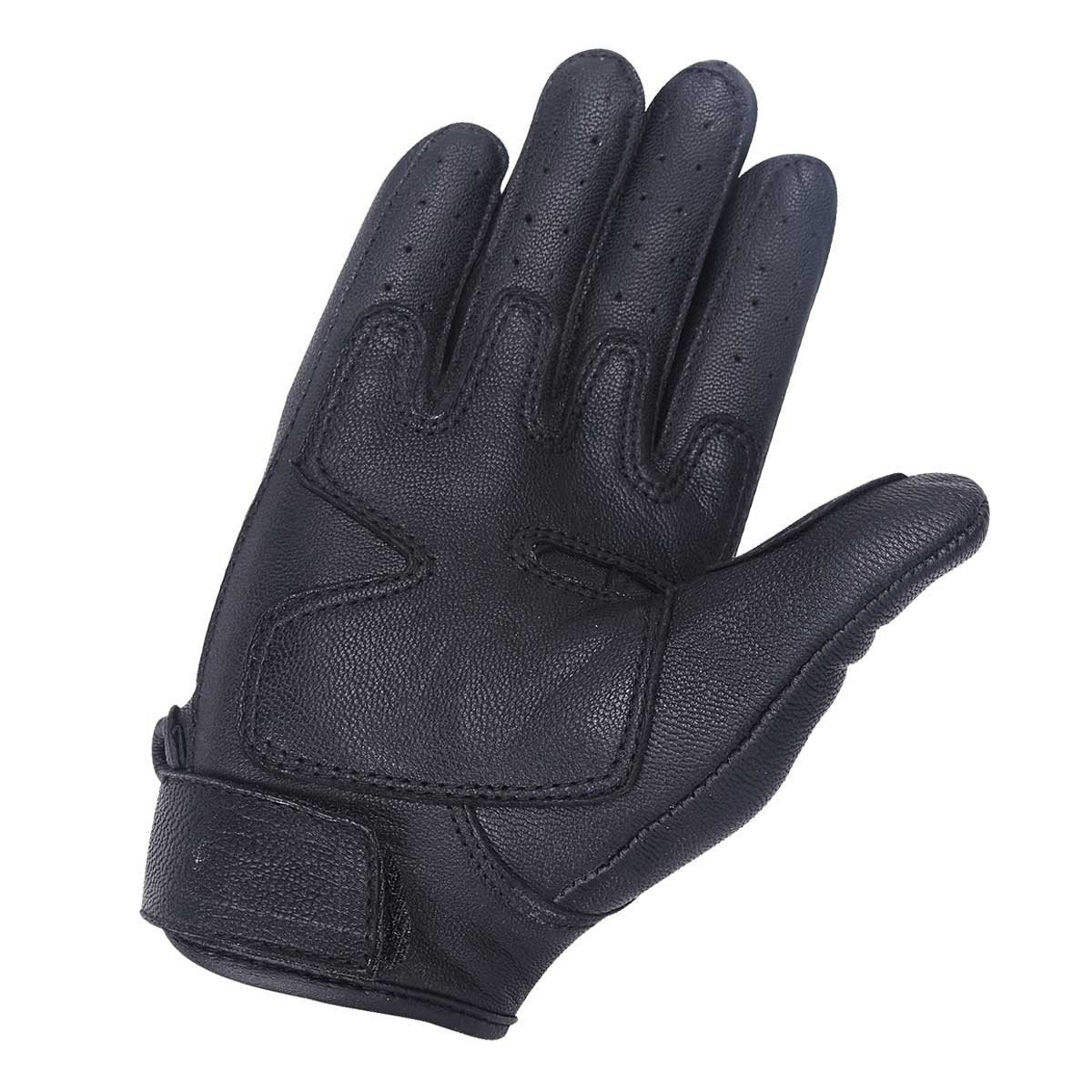 Vance VL473 Men's Black Cowhide Leather Knuckle Armored Riding Gloves - Palm View