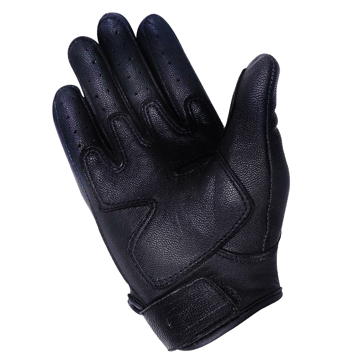 Vance VL473 Men's Black Cowhide Leather Knuckle Armored Riding Gloves - Palm View