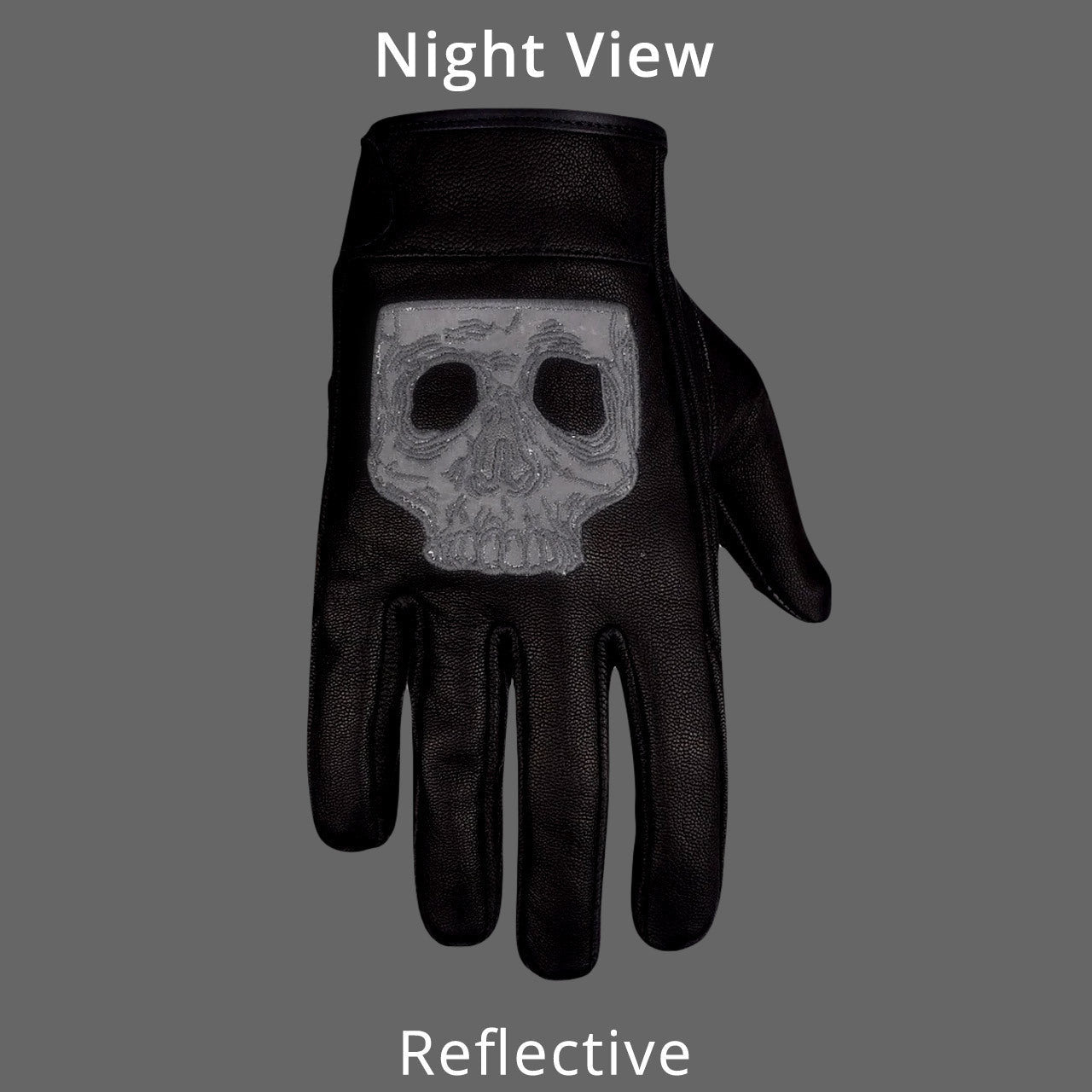 Vance VL475SK Mens Gel Palm Riding Gloves With Skull-night-view