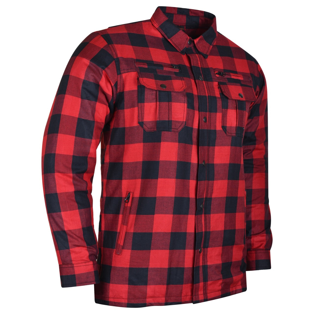 Mens Armored Motorcycle Flannel Shirt, Multiple Waterproof Storage Pockets CE Approved Armor Reinforced by Kevlar by Dupont Water Resistant