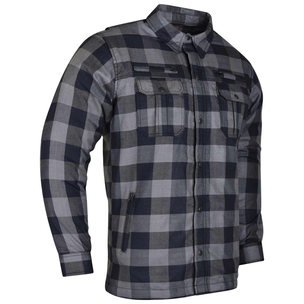 Mens Armored Motorcycle Flannel Shirt, Multiple Waterproof Storage Pockets CE Approved Armor Reinforced by Kevlar by Dupont Water Resistant