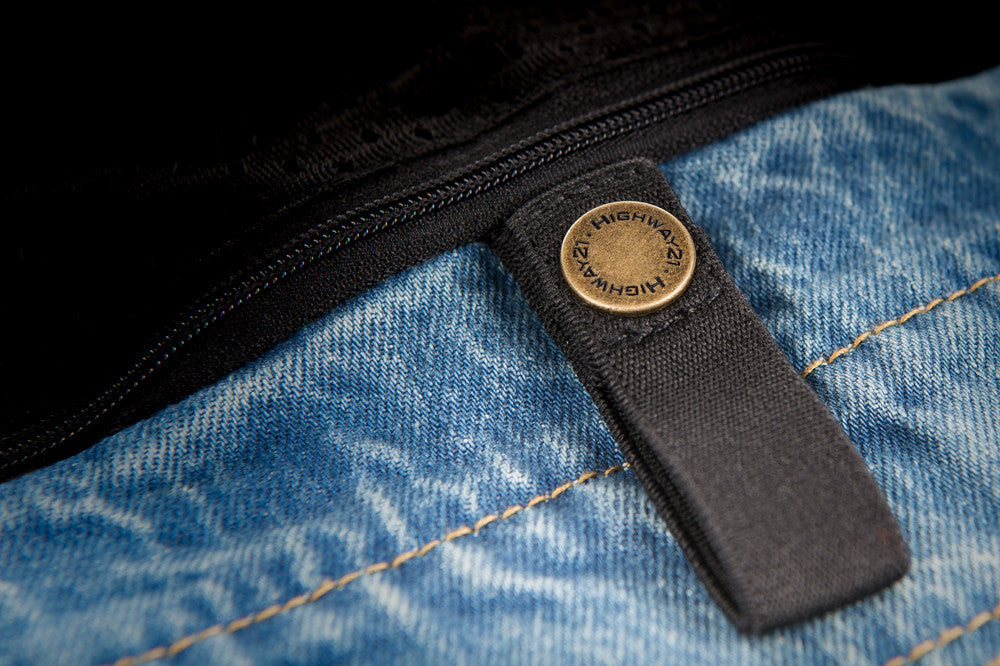 Highway 21 Iron Sights Club Collar Denim Vest - Blue - Detail