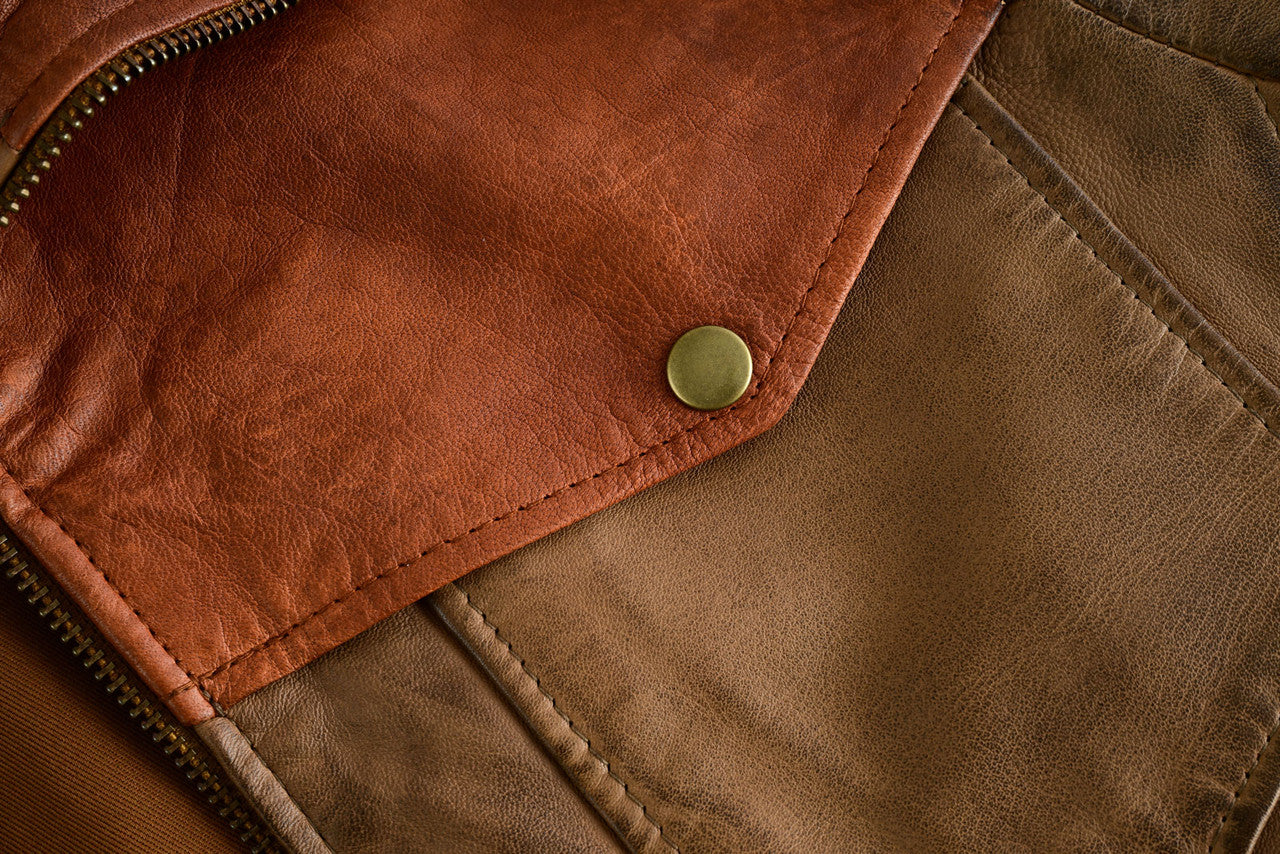 mens-sheep-waxed-two-tone-austin-brown-leather-jacket-closeup-3