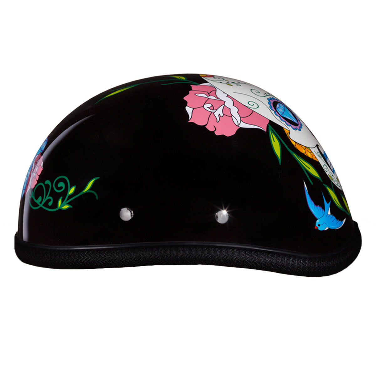 Daytona Novelty Eagle With Diamond Skull Half Helmet - Left Side