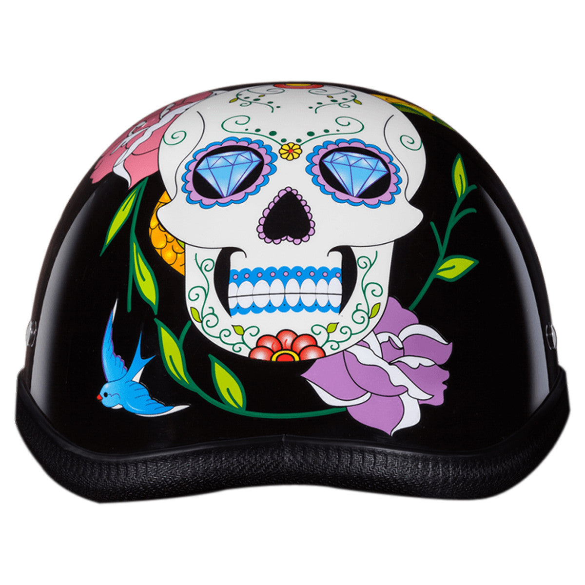 Daytona Novelty Eagle With Diamond Skull Half Helmet - Rear