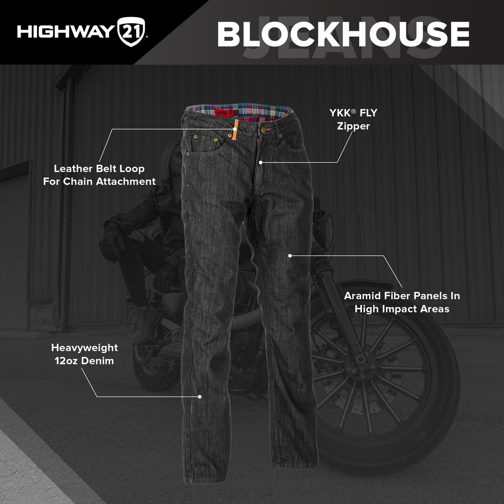 Highway 21 Blockhouse Mens Motorcycle Riding Jeans - graphics