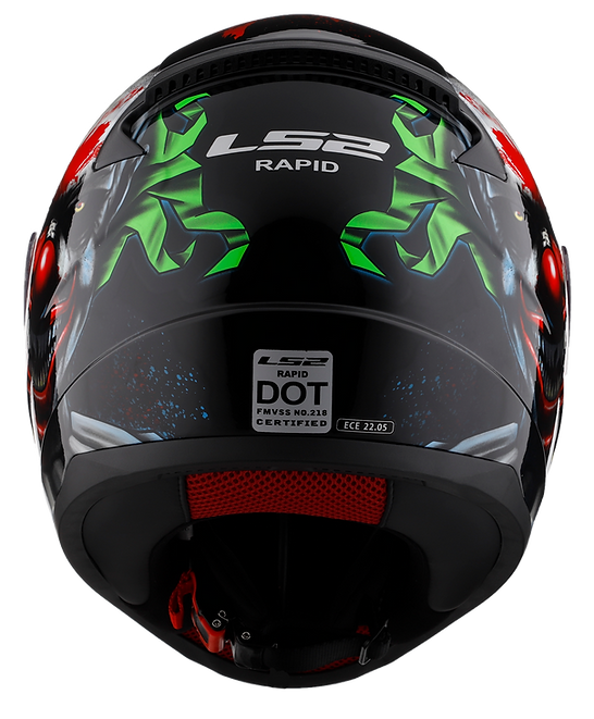 LS2 Rapid Happy Dream Glow In The Dark Helmet - back view