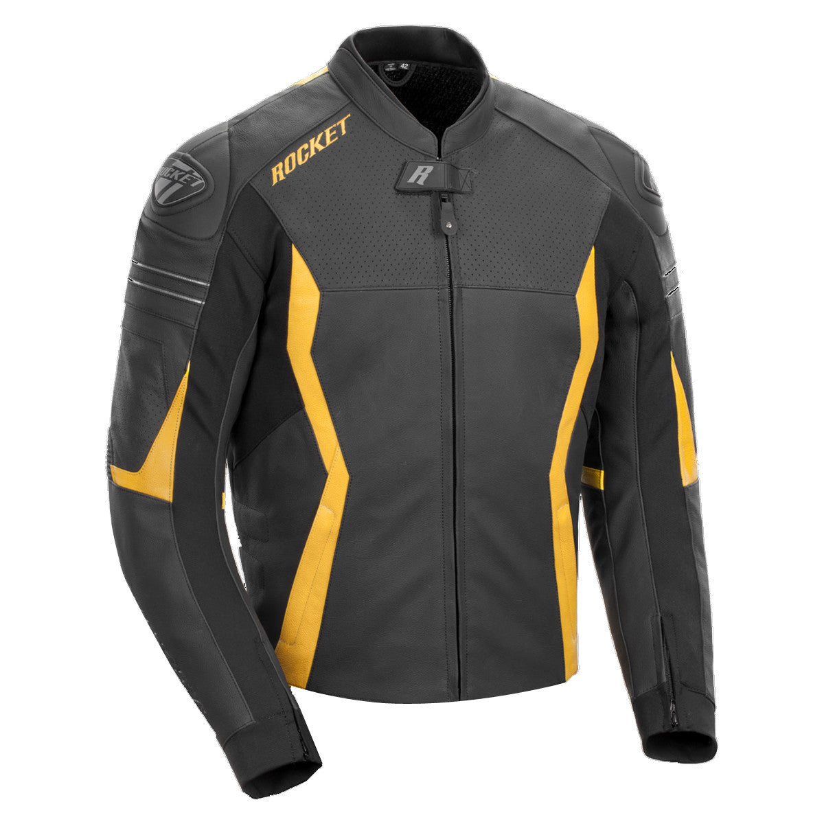 Joe Rocket GPX Mens Leather Motorcycle Jacket - Black/Yellow