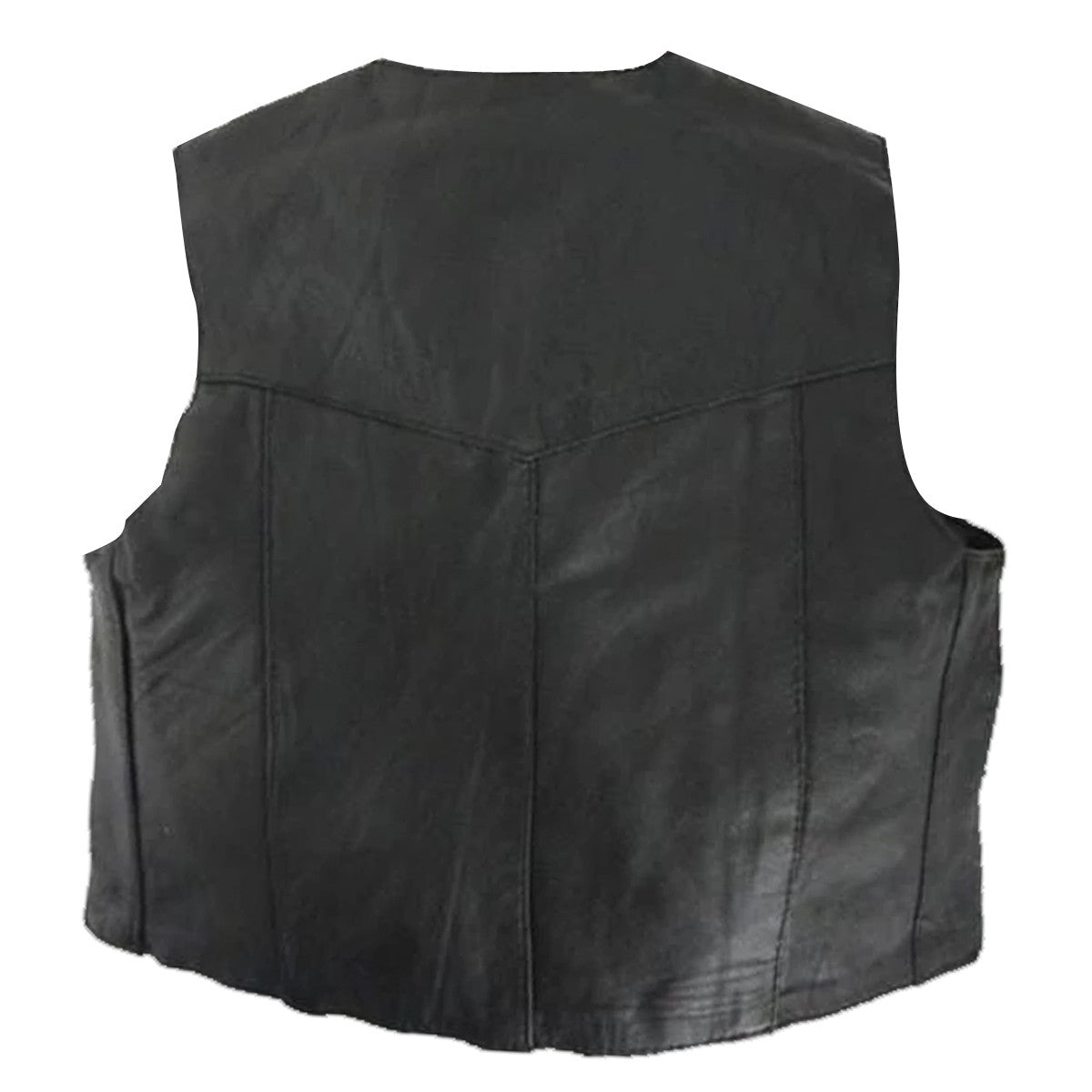 Kids Plain Side Leather Vest - Back View