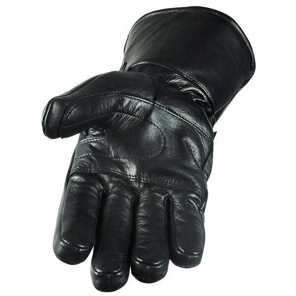 Vance Men's Black Insulated Winter Riding Gauntlet Leather Motorcycle Gloves With Rain Covers