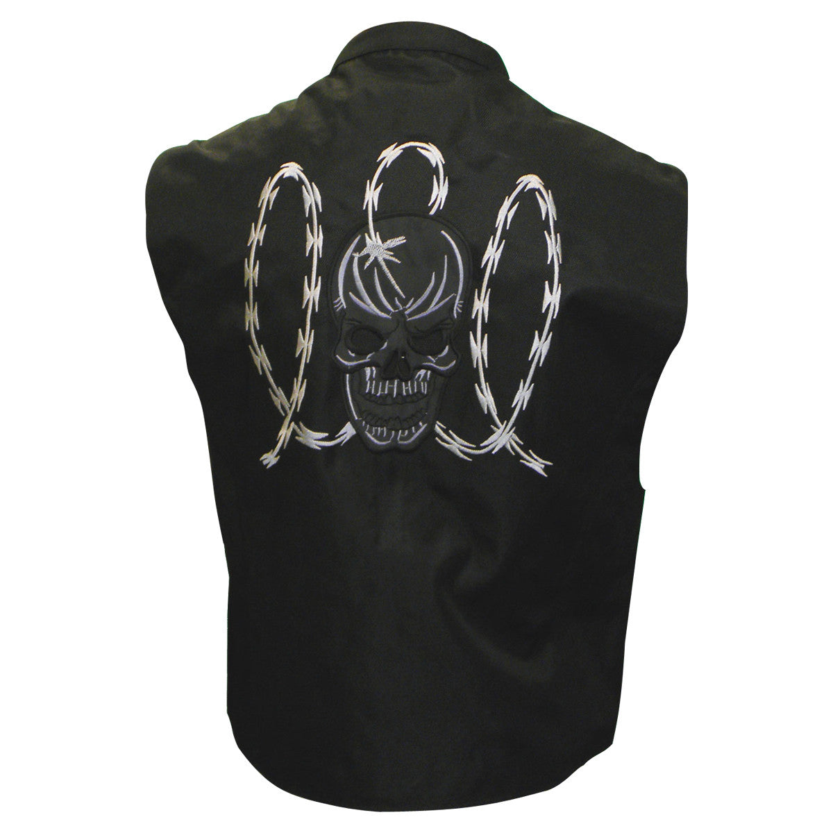 Men's Textile Vest with Reflective Skull - Back View