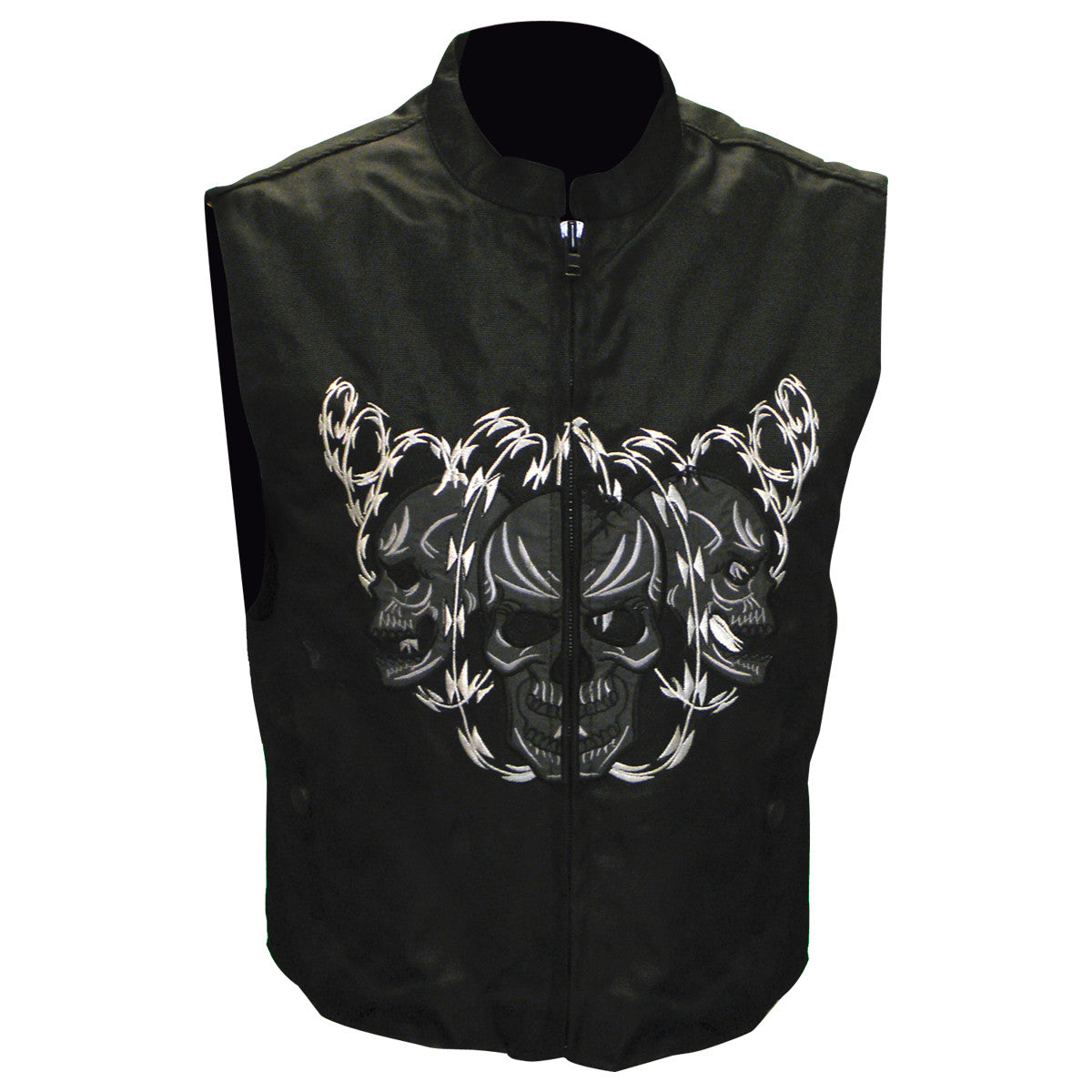 Men's Textile Vest with Reflective Skull