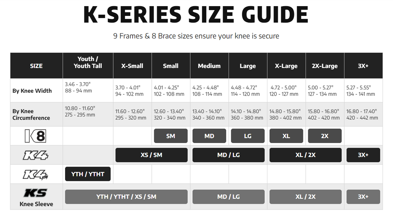 pod-k4-v2-0-graphite-black-knee-brace-size-chart