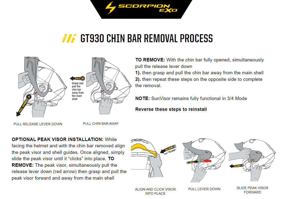 GT930 CHIN BAR REMOVAL PROCESS