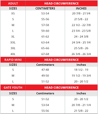 LS2 Rapid Crypt Helmet - size chart