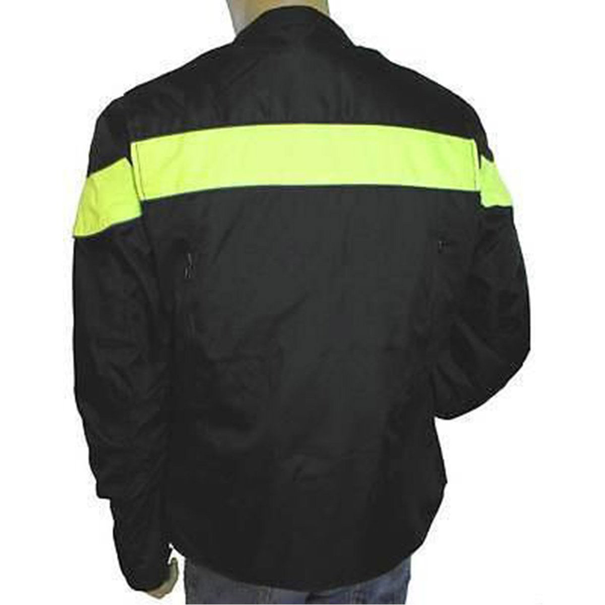 Vented Textile Jacket With Reflective Piping And Stripe- Green Back View