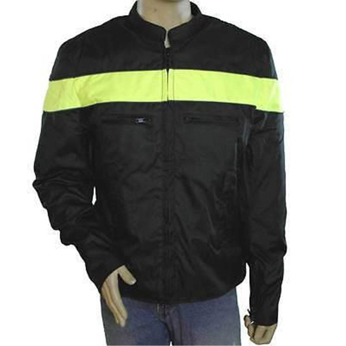 Vented Textile Jacket With Reflective Piping And Stripe - Green