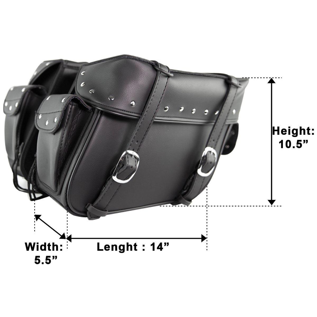 Jafrum SD2027 Studs Black Motorcycle Saddlebags for Honda Yamaha Kawasaki Indian and Harley Davidson Motorcycles