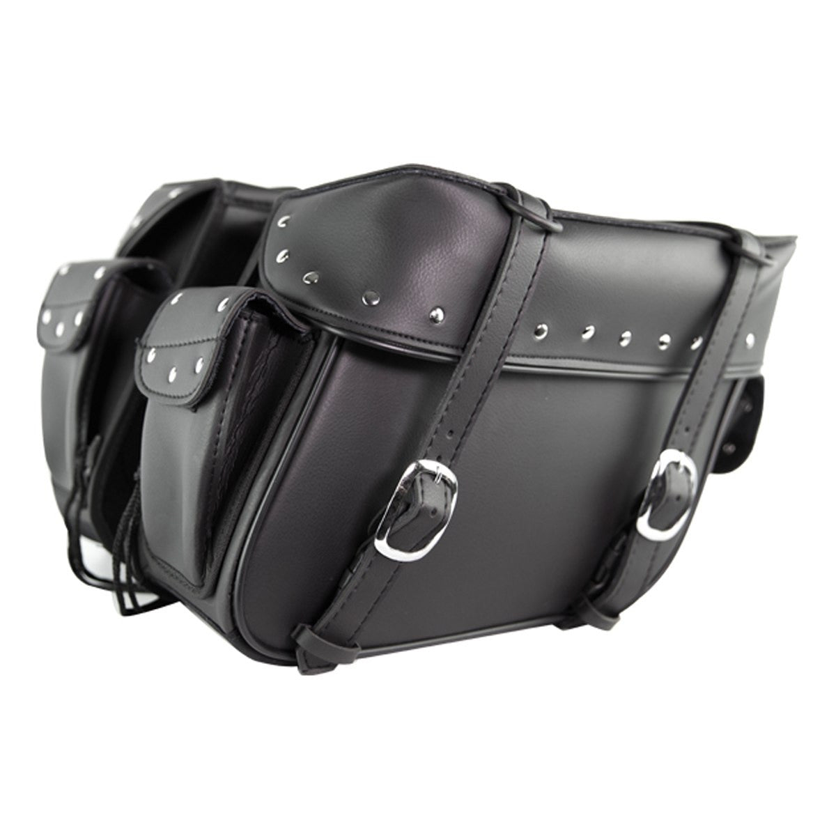 Jafrum SD2027 Studs Black Motorcycle Saddlebags for Honda Yamaha Kawasaki Indian and Harley Davidson Motorcycles