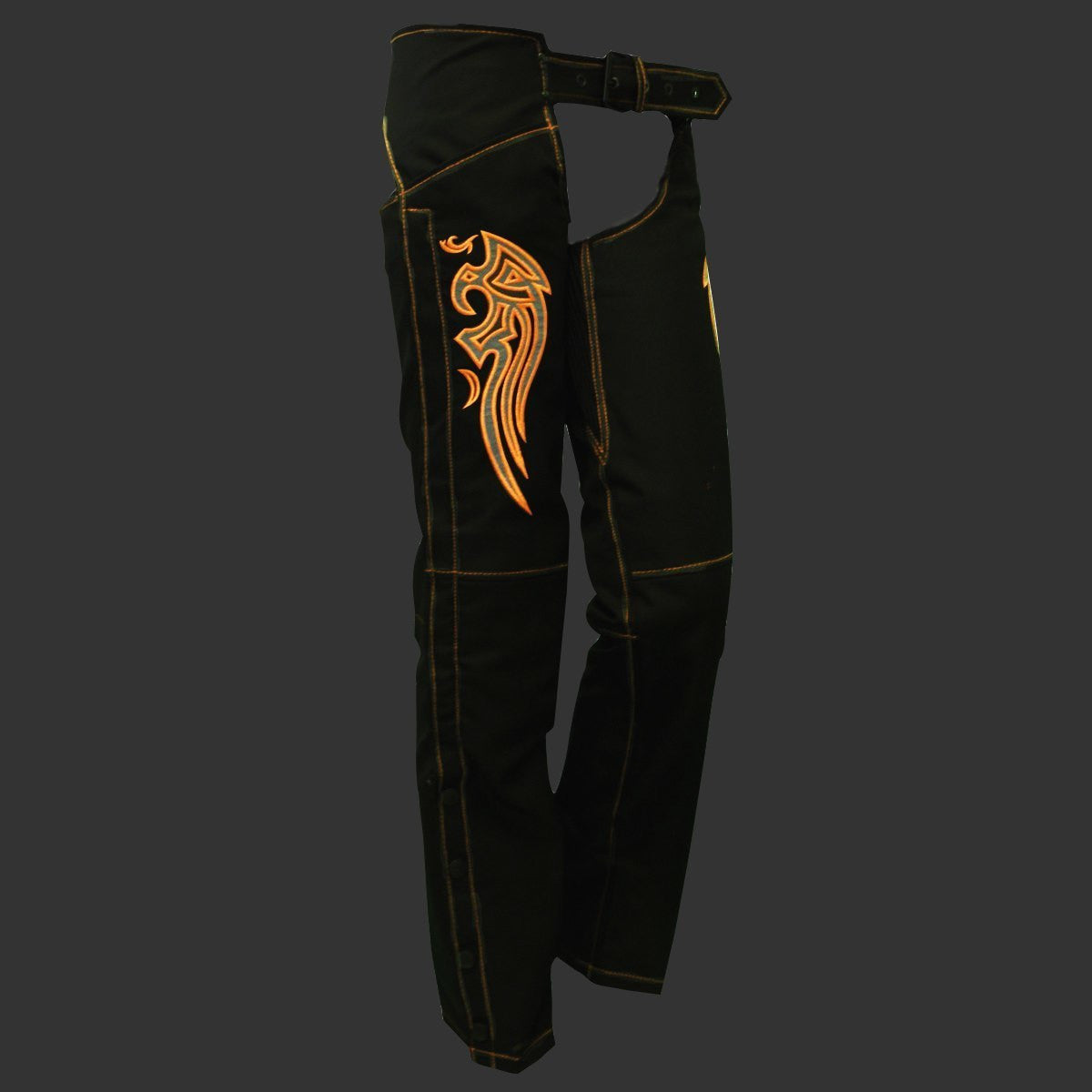 Women's Angel Wings Reflective Textile Motorcycle Chaps - Night View