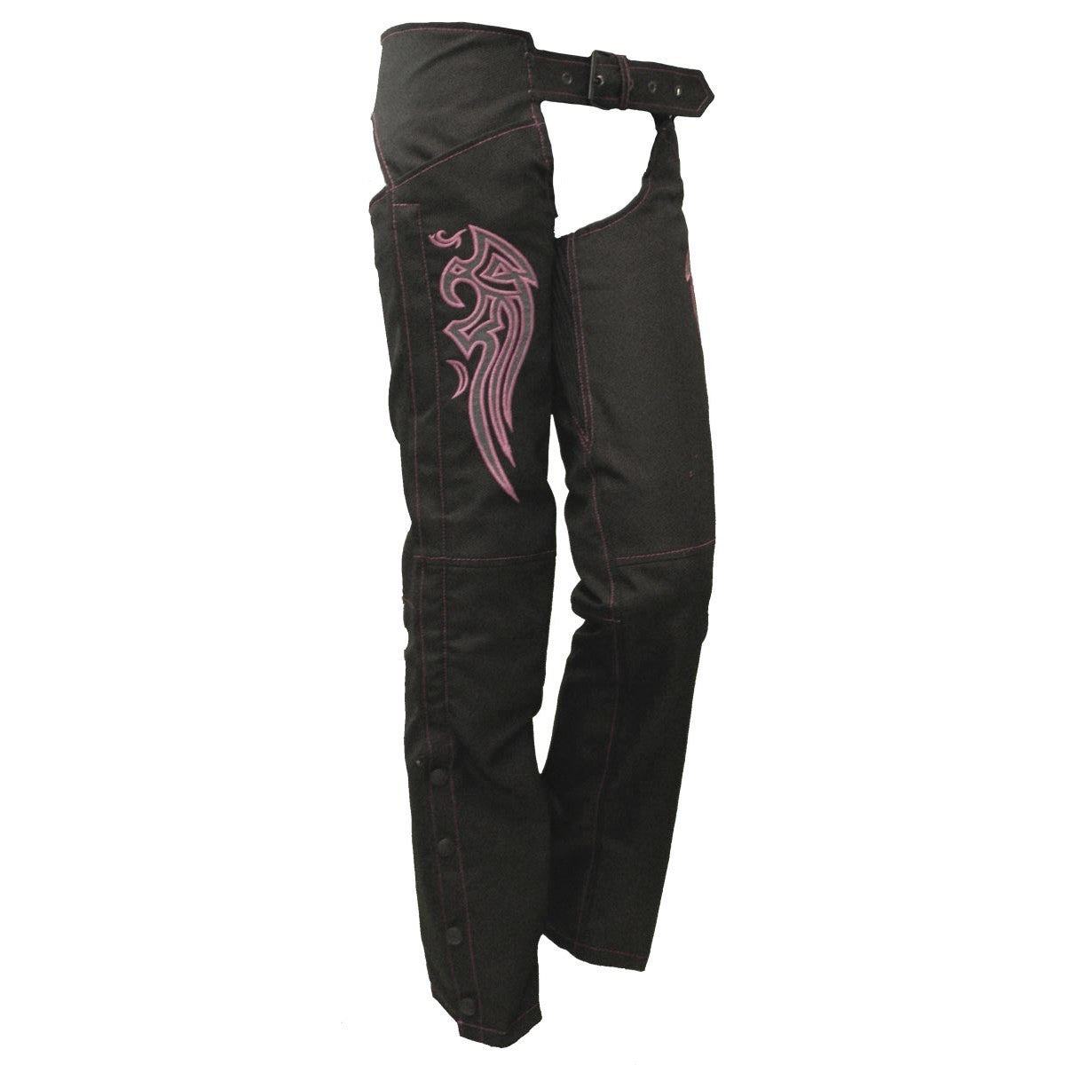 Women's Angel Wings Reflective Textile Motorcycle Chaps - Pink