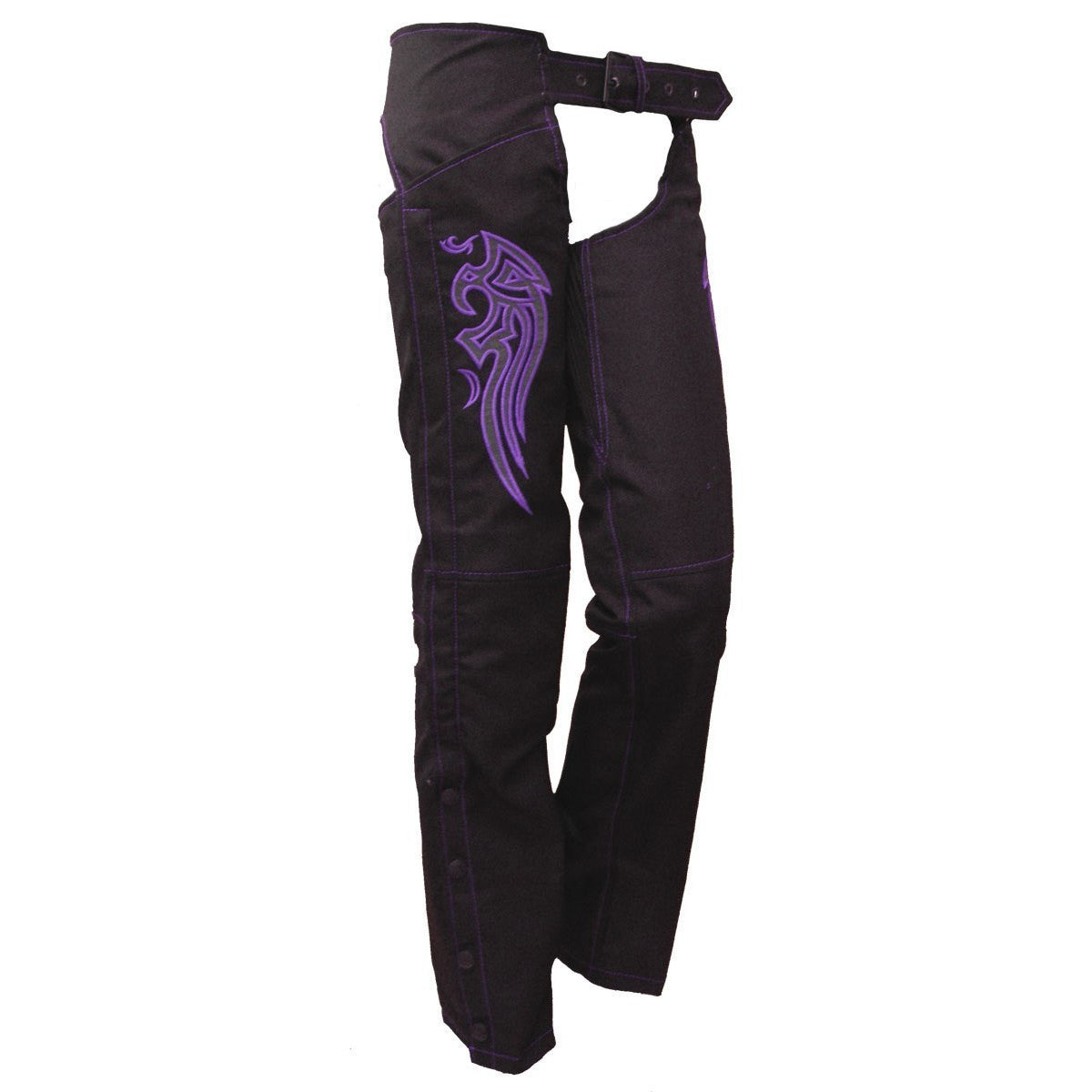 Women's Angel Wings Reflective Textile Motorcycle Chaps - Purple