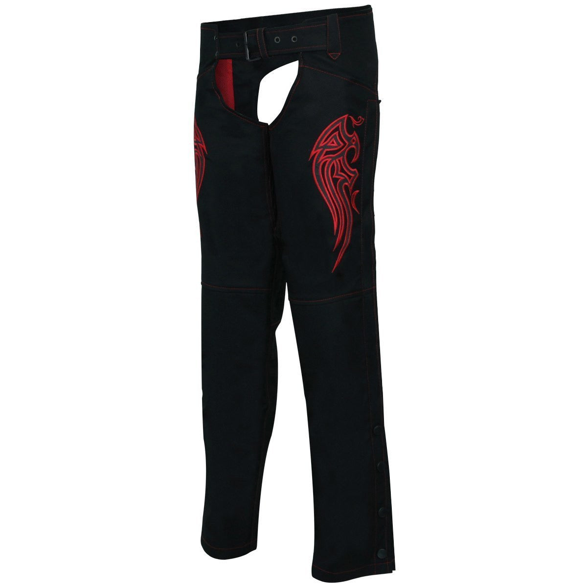 Women's Angel Wings Reflective Textile Motorcycle Chaps - Red