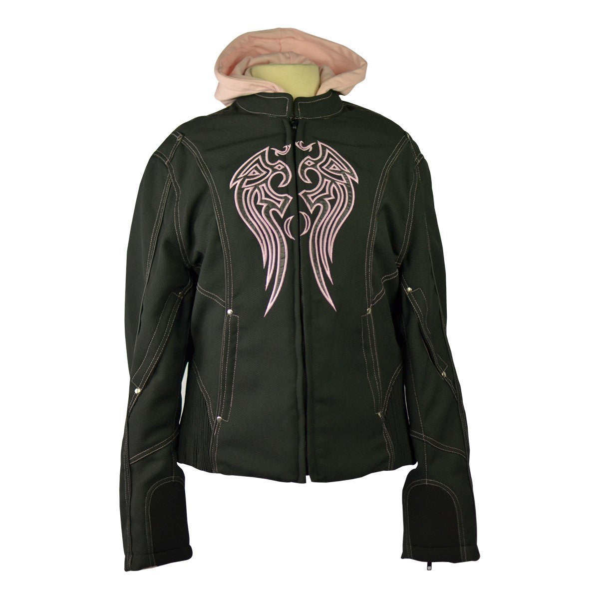 Women's Motorcycle Jacket with Hoody  - Pink