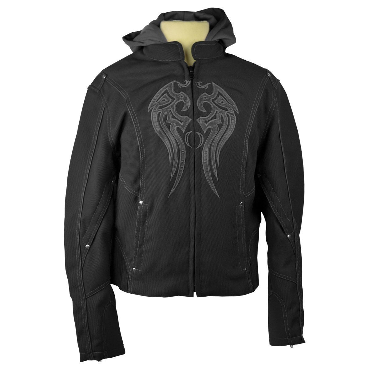 Women's Motorcycle Jacket with Hoody  - Black