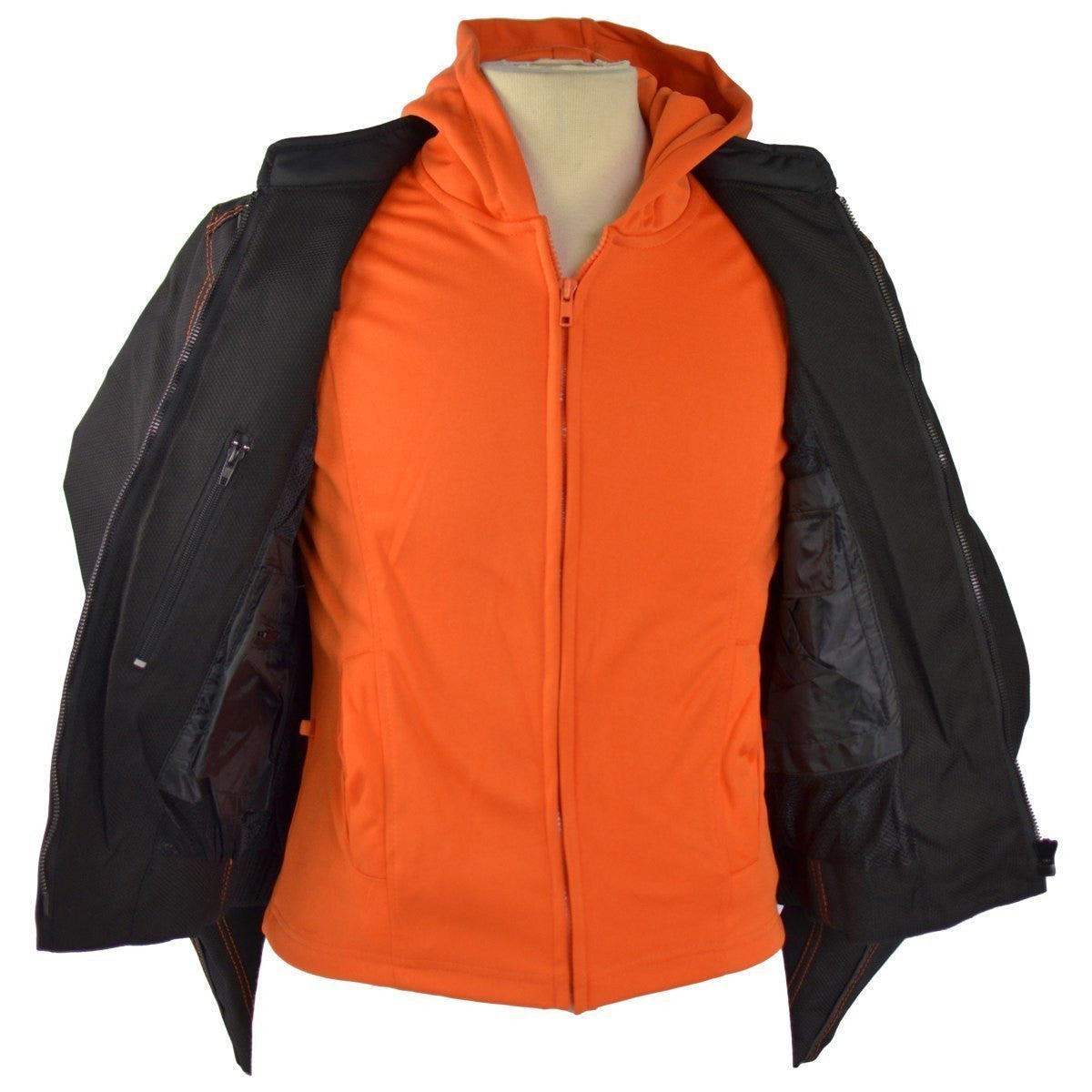 Women's Motorcycle Jacket with Hoody  -Open View