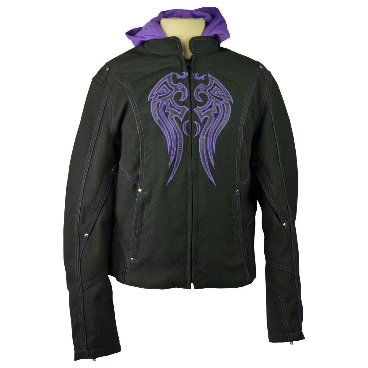 Women's Motorcycle Jacket with Hoody  - Purple